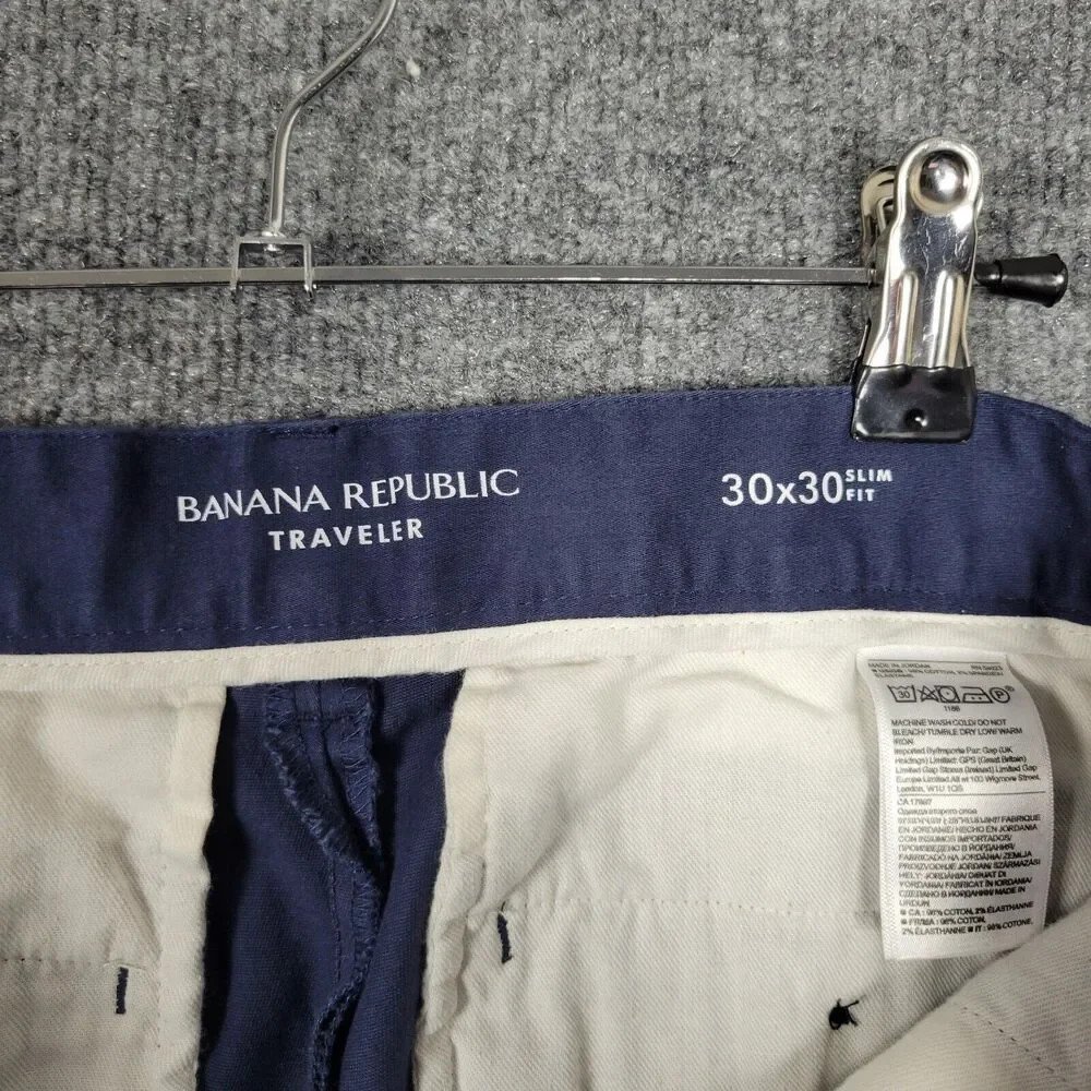 BANANA REPUBLIC 529454 Blue Traveler Slim Fit Pants SIZE 30x30 ACTUAL 31x28